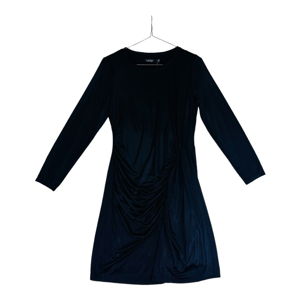 Lauren Ralph Lauren Women's Foil-Print Ruched Midi Dress - Black